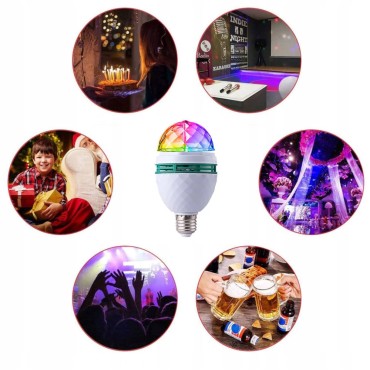 3W E27 RGB LED Disco Ball Besisukanti Lemputė