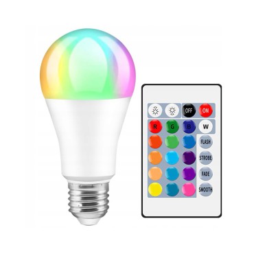 12W E27 RGB LED Lemputė + IR Pultelis