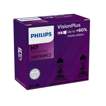 Philips H4 12V 55W VisionPlus halogeninės lemputės 12342VPC2